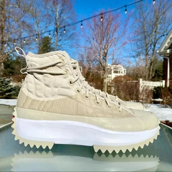 Converse Run Star Hike High Top Women’s 9.5 Khaki White Quilted Platform Sneaker - Picture 10 of 11